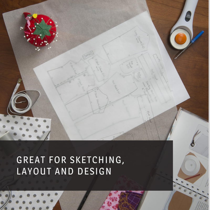 Bienfang Sketching & Tracing Paper Roll, White, 12 Inches x 50 Yards (2-Pack) - for Drawing, Trace, Sketch, Sewing Pattern - Image 5
